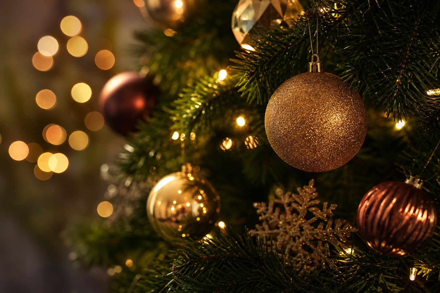 Weihnachtsdekoration mit Tannenzweigen und Kerzen