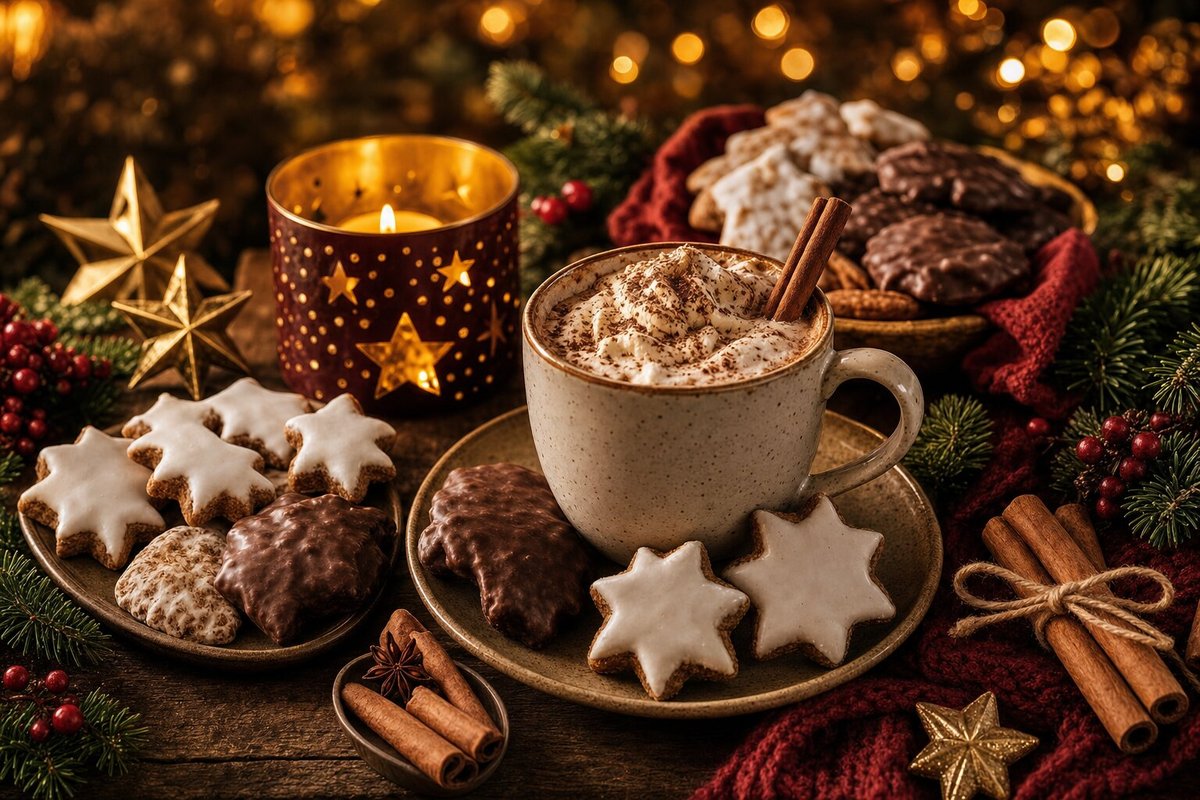 Festliche Weihnachtsstimmung mit Kerzen und Dekoration